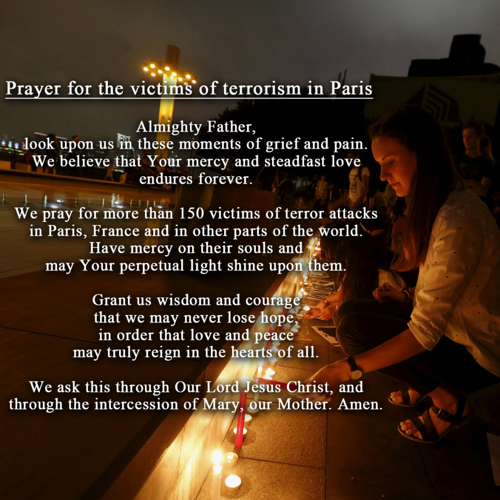 Prayers for the victims in Paris