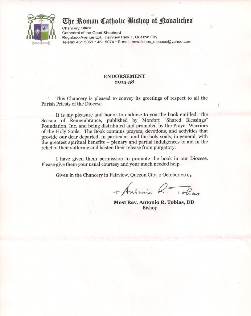 MOS Endorsement - Diocese of Novaliches